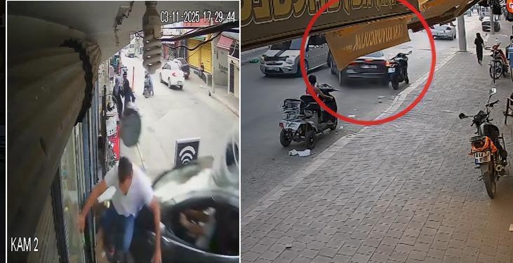 Marketin önünde dehşeti yaşadı! Ezilmekten saniyelerle kurtuldu